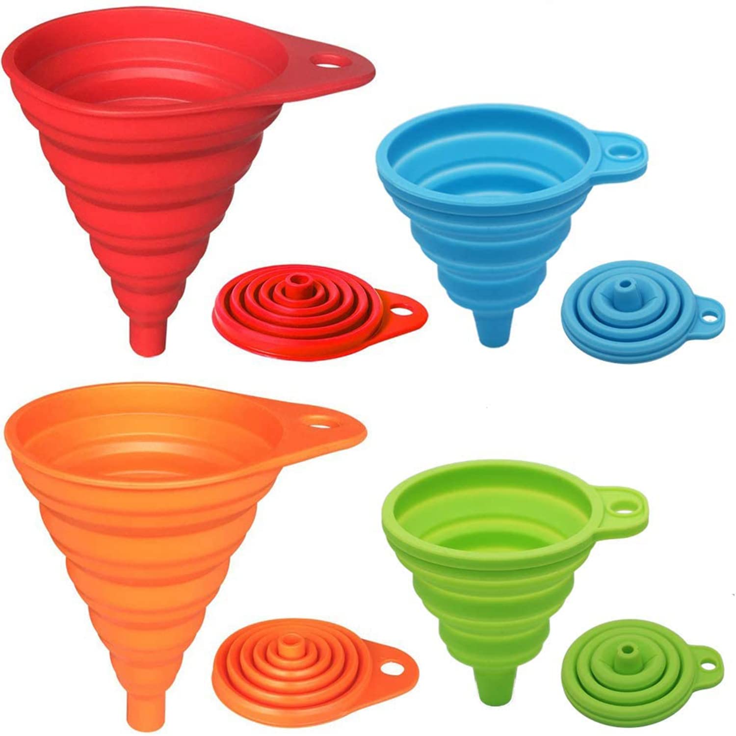 HASTHIP® Kitchen Funnel Set 4 Pack, Small and Large, Kitchen Gadgets Accessories Foldable Silicone Collapsible Funnels for Filling Water Bottle Liquid Transfer Food Grade HASTHIP® Kitchen Funnel Set 4 Pack, Small and Large, Kitchen Gadgets Accessories Foldable Silicone Collapsible Funnels for Filling Water Bottle Liquid Transfer Food Grade